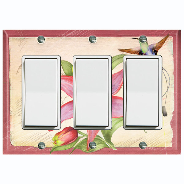 WorldAcc Flowers and Humming Bird Barn House 3 Gang Toggle Light